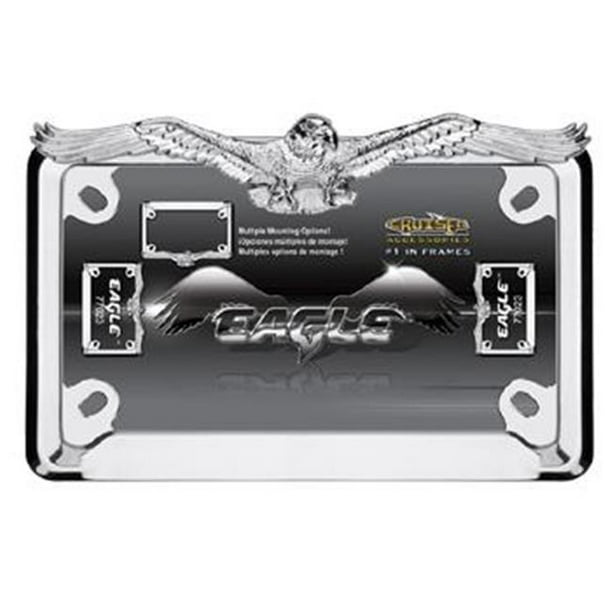 Chrome "Eagle" License Plate Frame For Most Motorcycle Tag Number Brackets